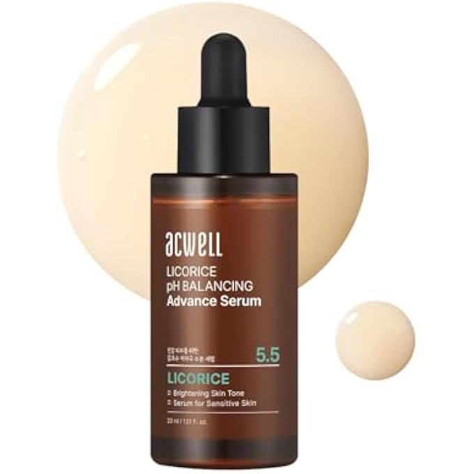 ACWELL LICORICE PH BALANCING ADVANCED FACIAL SERUM AMPOULE 1.01 FL.OZ. - RADIANCE AND DARK SPOT CARE FACE SERUM FOR DULL SKIN, REDUCES ACNE AND BLEMISHES, MINIMIZES FINE LINES, HEALTHY GLOW SKIN - Image 1